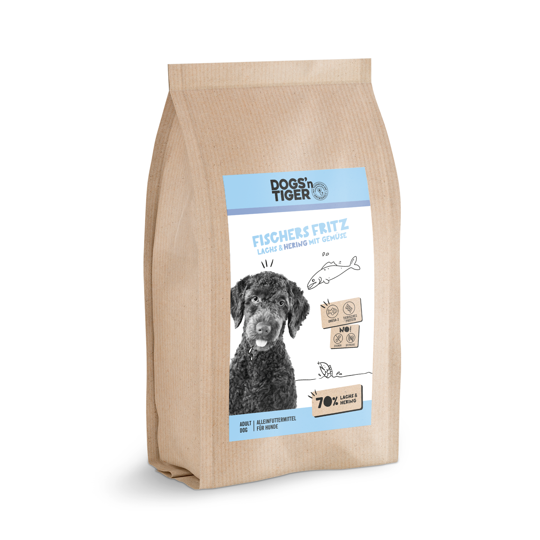 DOGS'n TIGER Adult Hundefutter Fischers Fritz mit Lachs & Hering, Getreidefreies  Hunde Trockenfutter